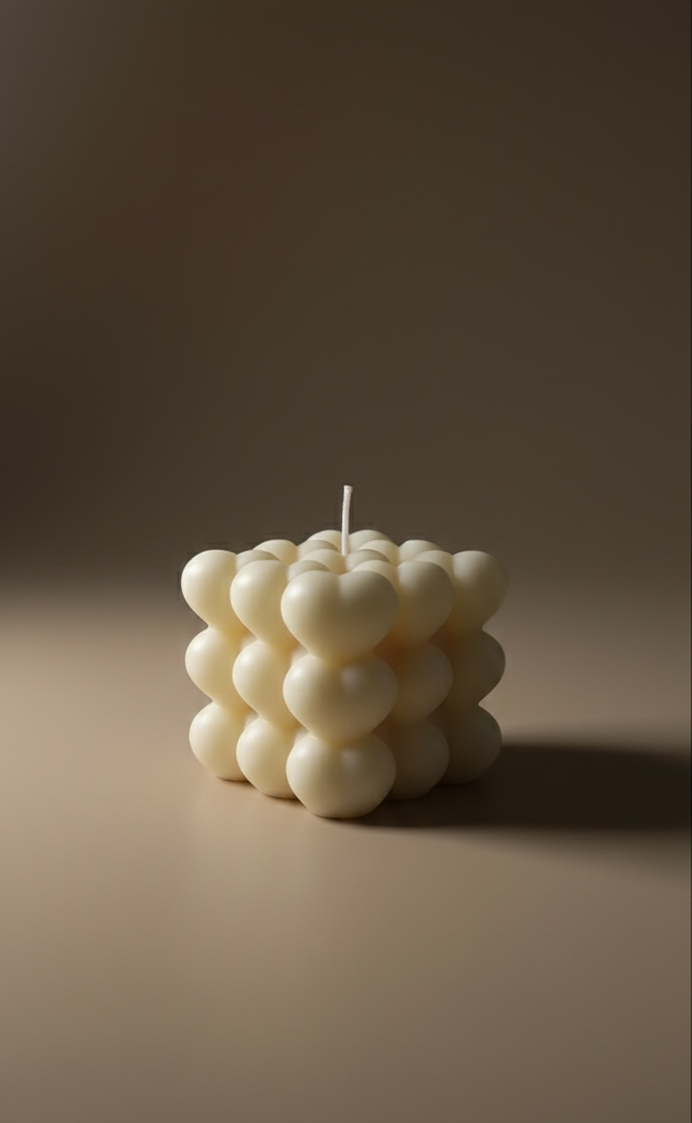 Bubble Cube Heart Candle